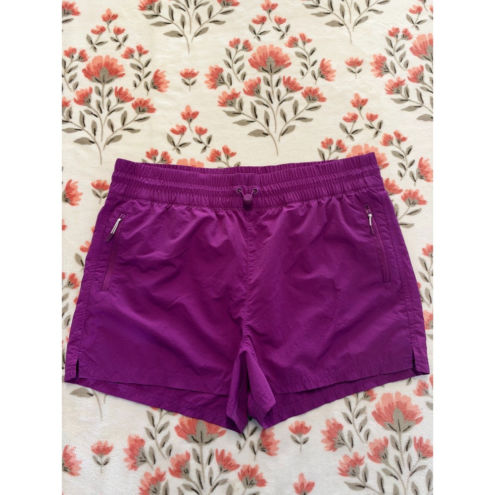 Eddie Bauer Womens Purple Hiking Shorts Elastic Waist Nylon Size L 4921